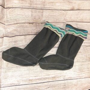 Hunter Boots Tall Socks in Blue, Green, Gray/Grey Chevron Stripes Size M